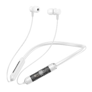 Neckband Earphones, Exclusive Transparent Design, 4 Voice Modes for Calls, 25 Hrs Playtime, Smart Voice Assistance, HD Sound & Rich Bass,Bluetooth Earphones with Type C Fast Charging White
