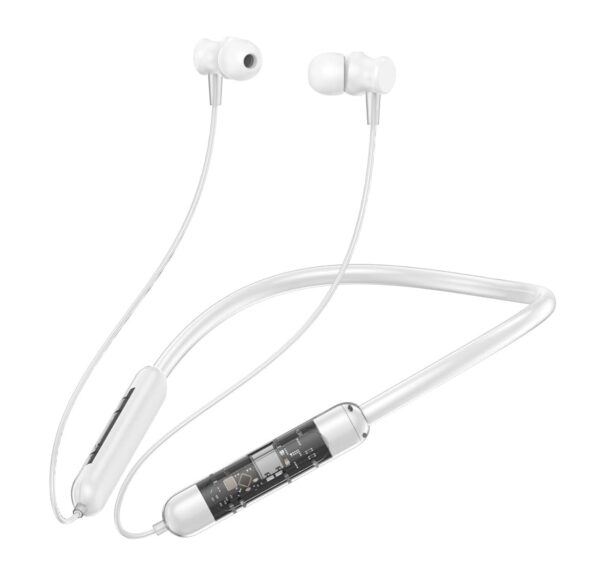 Neckband Earphones, Exclusive Transparent Design, 4 Voice Modes for Calls, 25 Hrs Playtime, Smart Voice Assistance, HD Sound & Rich Bass,Bluetooth Earphones with Type C Fast Charging White
