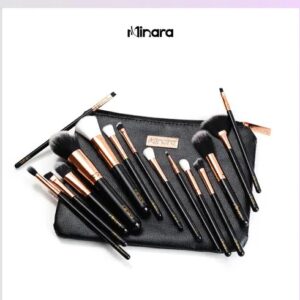 Professional Makeup Brush Applicator Set of 15pcs with Premium Leather Pouch (Black Colour)