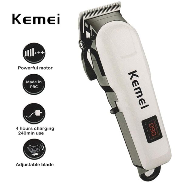 Men's Low Voice Rechargeable Hair Clipper Razor Trimmer [White] | LCD Display & Cordless Electric | Professional Shaver Beard Trimmer | Grooming & Shaving Machine | Haircut Trimmer Cutter - Image 5