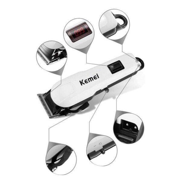 Men's Low Voice Rechargeable Hair Clipper Razor Trimmer [White] | LCD Display & Cordless Electric | Professional Shaver Beard Trimmer | Grooming & Shaving Machine | Haircut Trimmer Cutter - Image 3