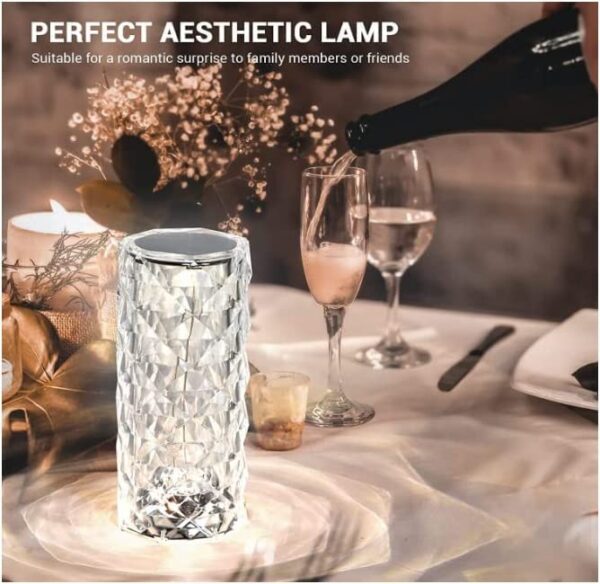 Crystal Lamp Light/16 Color Changing Diamond Shape Table Lamp/USB C Rechargeable Night Lamps/Touch with Remote Control for Bedroom/Living Room/Party-Dinner/Home Decor(Multicolor/1 Piece), LED - Image 4