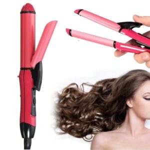 2 in 1 Hair Straightener – 2 in 1 Hair Beauty Set – Baal Sidhe Karne Wali Straight Machine – Curler and Straightener 2 in 1 (Pink)