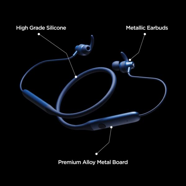 Rockerz 335 Wireless Neckband with ASAP Charge, Up to 30H Playback, Qualcomm aptX & CVC, Enhanced Bass, Metal Control Board, IPX5, Type C Port, Bluetooth v5.0, Voice Assistant(Navy Blue) - Image 3