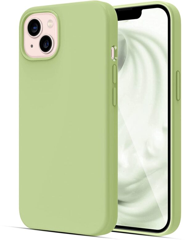 Store for Apple Iphone 13 Liquid Silicone Case Designed Case,slim Gel Rubber Full Body Protection Shockproof Drop Protection Case (for Apple Iphone 13 01,LIGHT GREEN )