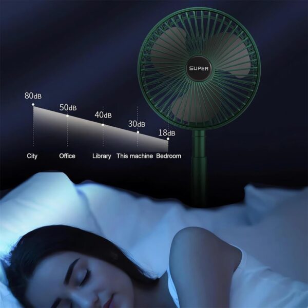New Portable USB Rechargeable Collapsible Desk Fan for Travel, Silent Stand up Fan Wireless Folding Oscillating Compact Floor Standing Fans for Dorm ＆ Bedroom (KHAKI) - Image 3