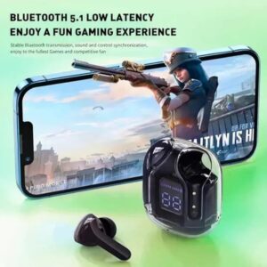 UltraPods Max TWS Earbuds Pro Bluetooth | Transparent Design | Fast Charging | 13mm HD Bass Drivers | Built-in Mic | Running, Outdoors, Music Sound (White)