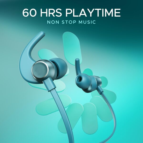 Rockerz 255 Pro+, 60HRS Battery, Fast Charge, IPX7, Dual Pairing, Low Latency, Magnetic Earbuds, Bluetooth Neckband, Wireless with Mic Earphones (Teal Green) - Image 4