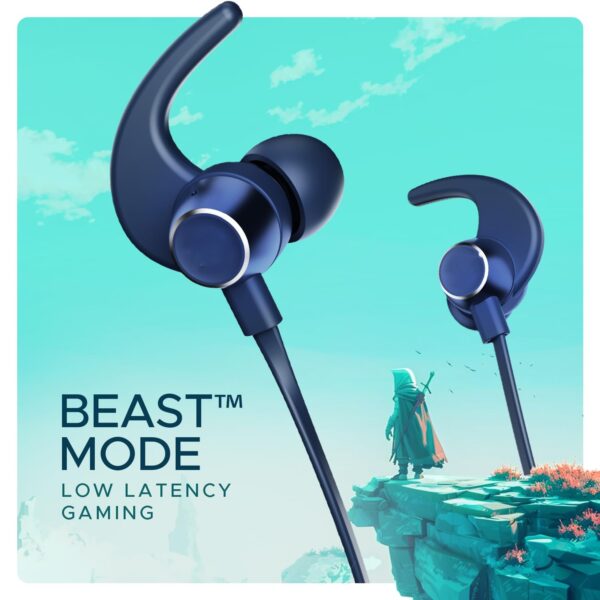 Rockerz 255 Pro+, 60HRS Battery, Fast Charge, IPX7, Dual Pairing, Low Latency, Magnetic Earbuds, Bluetooth Neckband, Wireless with Mic Earphones (Navy Blue) - Image 5