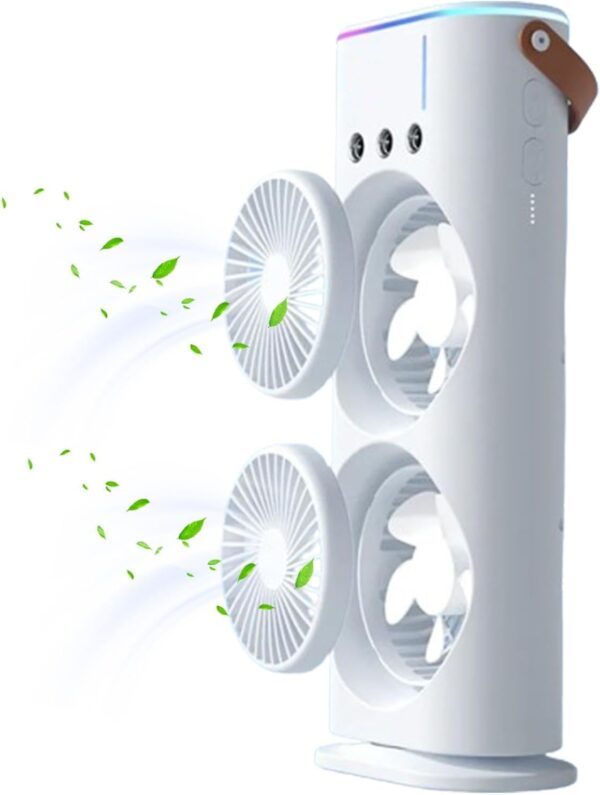 Portable Mist Fan - Double Sided Cooling Mister Fan, Personal Air Cooler with LED Light, Portable Conditioner for Bedroom, Home, Travel, Outdoor Room 16x8.9x37.3cm/6.3x3.5x14.69inch