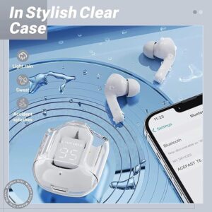 ltrapod Wireless Bluetooth in Ear Earbuds Transparent Charging Case Active Noise Cancellation Led Digital Display Bluetooth Earphones Touch Control Water Resistant GREEN