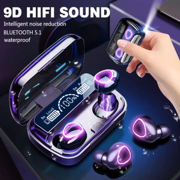 M10 Wireless Earbuds Bluetooth 5.1 TWS Earphones Full Touch Control Headphones Built-in Microphone Immersive Sound Quality Ensure Fast Stable & Auto Connection Smart LED Headset Sports Bud - Image 6