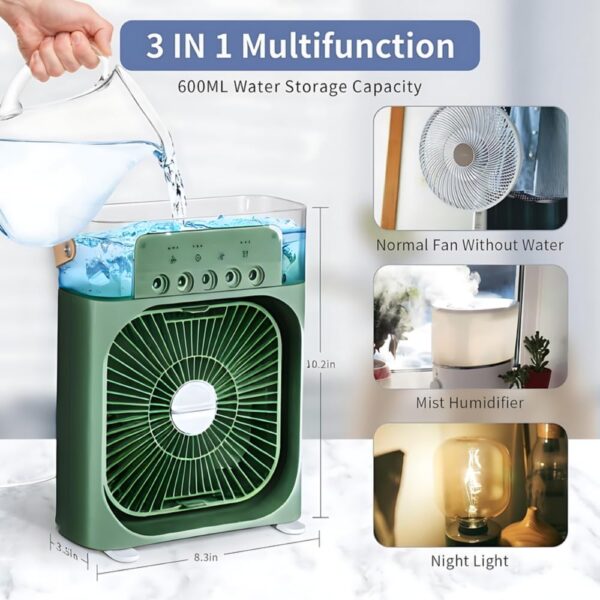 Air-Conditioner-Small-Ac-Quaite-Personal-Air-cooler-Usb-Power-Mini-Desktop-Cooling-Misting-fan-1/2/3-Timer-With-speed-360-Adjustable-Tap-For-Office-Room-Desk-Water-Tank-Home-Kitchen - Image 10