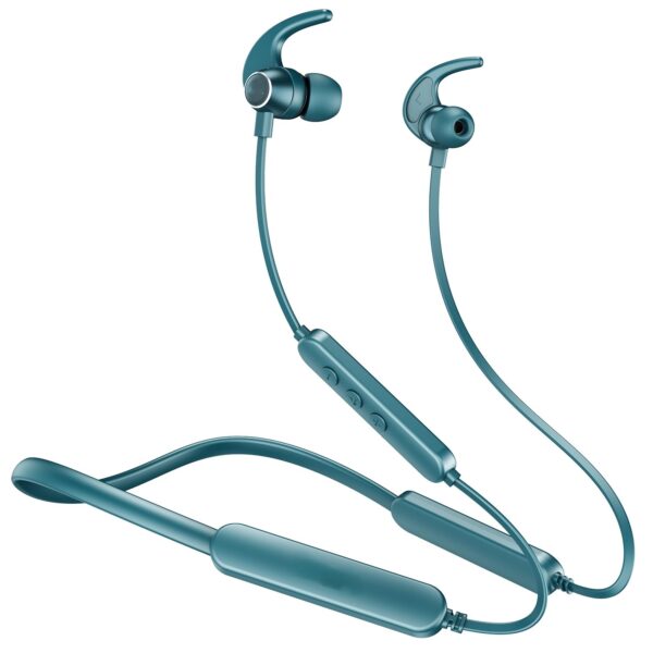 Rockerz 255 Pro+, 60HRS Battery, Fast Charge, IPX7, Dual Pairing, Low Latency, Magnetic Earbuds, Bluetooth Neckband, Wireless with Mic Earphones (Teal Green)