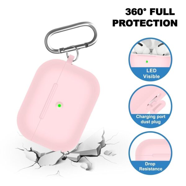 Air Pods Pro & Case Cover, Shockproof Washable Silicone Protective Cover Case with Carabiner Front LED Visible - Image 6
