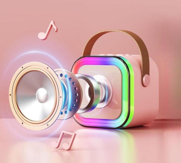 Mini Karaoke Machine for Kids Adults, UZSOMX Portable Bluetooth Speakers and 2 Wireless Microphones Song Toys with LED Light, Chritmas Birthday Toys Gifts for Girls Boys Toddler Teens - Image 5