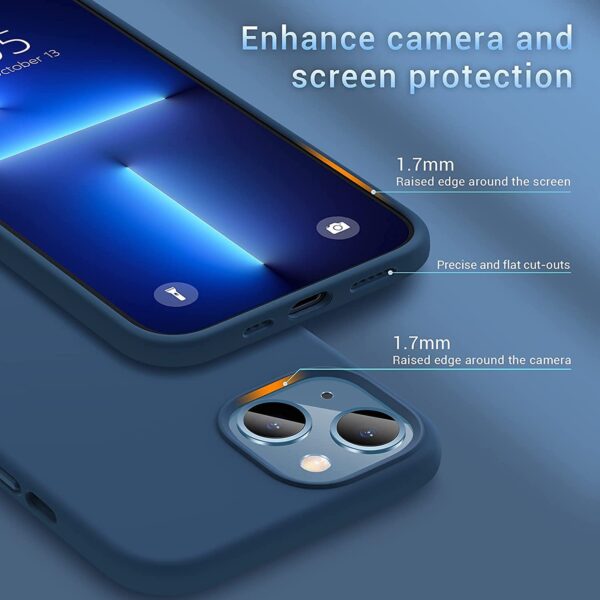 Store for Apple Iphone 13 Liquid Silicone Case Designed Case,slim Gel Rubber Full Body Protection Shockproof Drop Protection Case (for Apple Iphone 13 01, BLUE) - Image 4