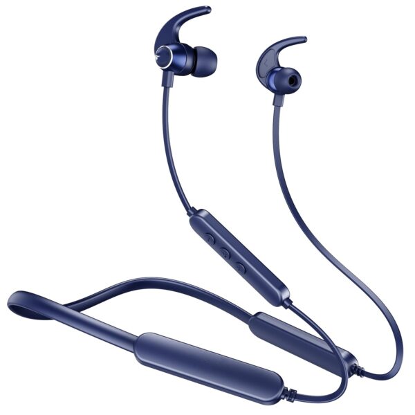 Rockerz 255 Pro+, 60HRS Battery, Fast Charge, IPX7, Dual Pairing, Low Latency, Magnetic Earbuds, Bluetooth Neckband, Wireless with Mic Earphones (Navy Blue)