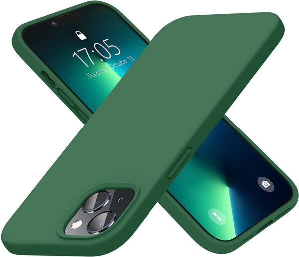 Store for Apple Iphone 13 Liquid Silicone Case Designed Case,slim Gel Rubber Full Body Protection Shockproof Drop Protection Case (for Apple Iphone 13 01, GREEN)