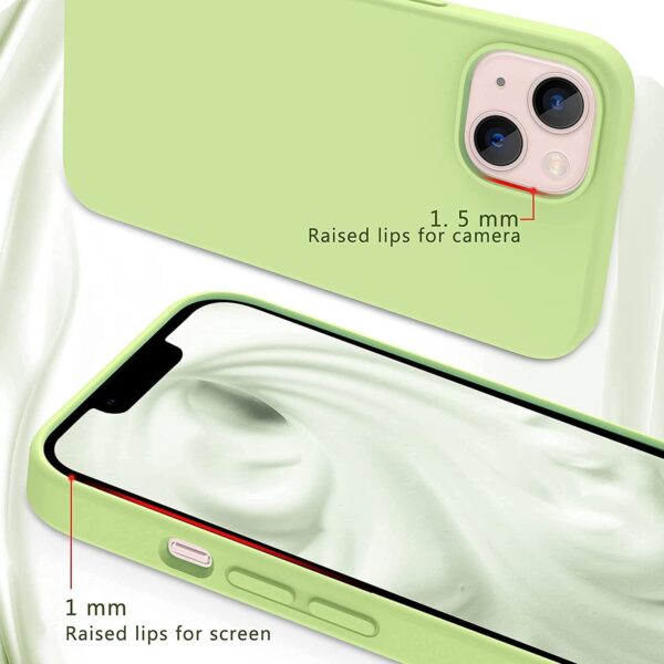 Store for Apple Iphone 13 Liquid Silicone Case Designed Case,slim Gel Rubber Full Body Protection Shockproof Drop Protection Case (for Apple Iphone 13 01,LIGHT GREEN ) - Image 3