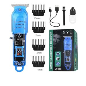 ELECTRONIC BME LT808 Unisex-Adults Professional Rechargeable Transparent Electric Hair Clipper Stainless Steel Blade with LCD Digital Display for Salon Home Use, Colour – Multicolour (Pack Of 1)