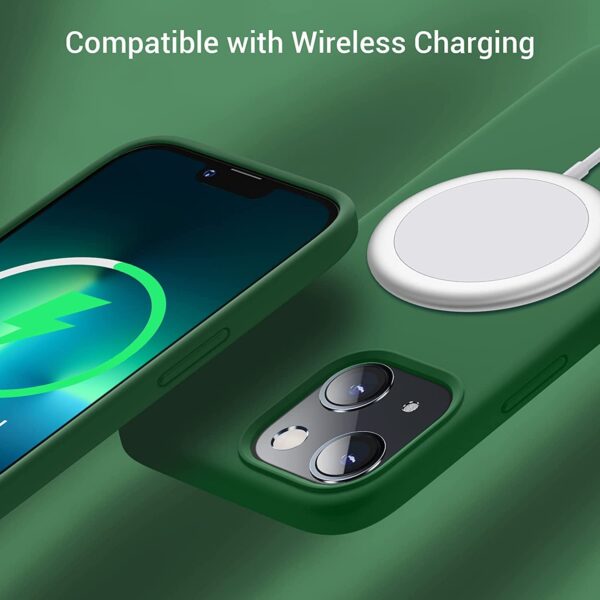 Store for Apple Iphone 13 Liquid Silicone Case Designed Case,slim Gel Rubber Full Body Protection Shockproof Drop Protection Case (for Apple Iphone 13 01, GREEN) - Image 4