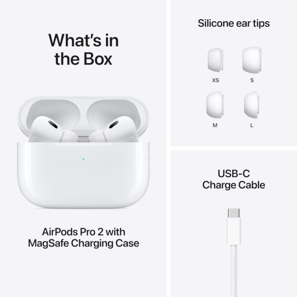 Air Pods Pro  Wireless Earbuds, Bluetooth Headphones, Active Noise Cancellation, Hearing Aid Feature, Transparency, Personalized Spatial Audio, High-Fidelity Sound WITH COVER CASE - Image 2