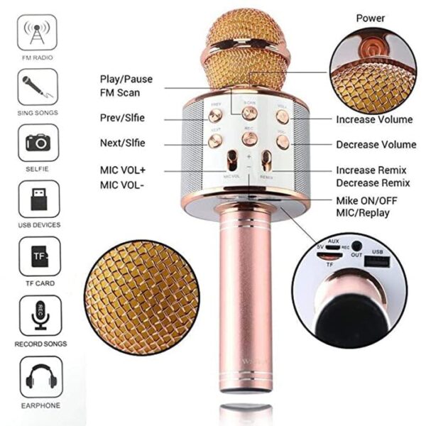 Wireless Bluetooth Recording Condenser Handheld Microphone Bluetooth Speaker Audio Recording Karaoke with Mic (Multicolor 1 Pc) - Image 4