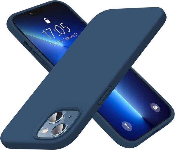 Store for Apple Iphone 13 Liquid Silicone Case Designed Case,slim Gel Rubber Full Body Protection Shockproof Drop Protection Case (for Apple Iphone 13 01, BLUE)