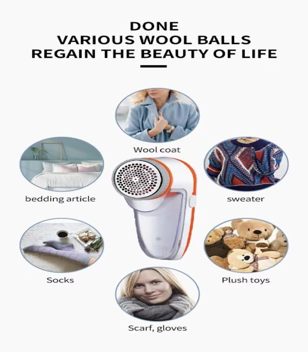 Electric Lint Remover | 1 Year Warranty| with 3 Leaf Blade, 9500 RPM Turbo Motor, Honeycomb Mesh, Safety Cover, lint Remover for Clothes White and Orange - Image 9