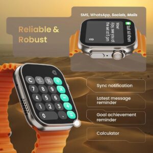 Crown Smart Watch 1.95” Display, Bluetooth Calling, Working Crown, Zinc Alloy Frame, 900 Nits Brightness, AI Voice Assistant, SpO2 Monitoring, 100+ Sports Mode (Orange)