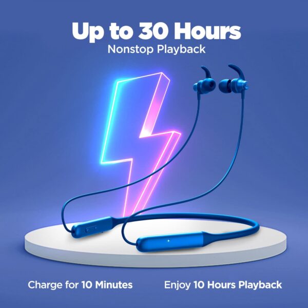 Rockerz 335 Wireless Neckband with ASAP Charge, Up to 30H Playback, Qualcomm aptX & CVC, Enhanced Bass, Metal Control Board, IPX5, Type C Port, Bluetooth v5.0, Voice Assistant(Navy Blue) - Image 5