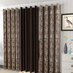 SOME THING NEW Endica Printed Combo 3piece Bail Curtain Size 7feet Pack Of 3 ( Brown)