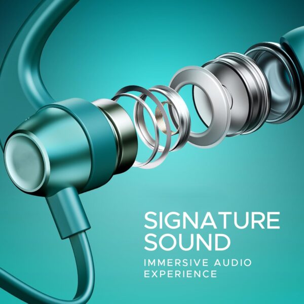 Rockerz 255 Pro+, 60HRS Battery, Fast Charge, IPX7, Dual Pairing, Low Latency, Magnetic Earbuds, Bluetooth Neckband, Wireless with Mic Earphones (Teal Green) - Image 8