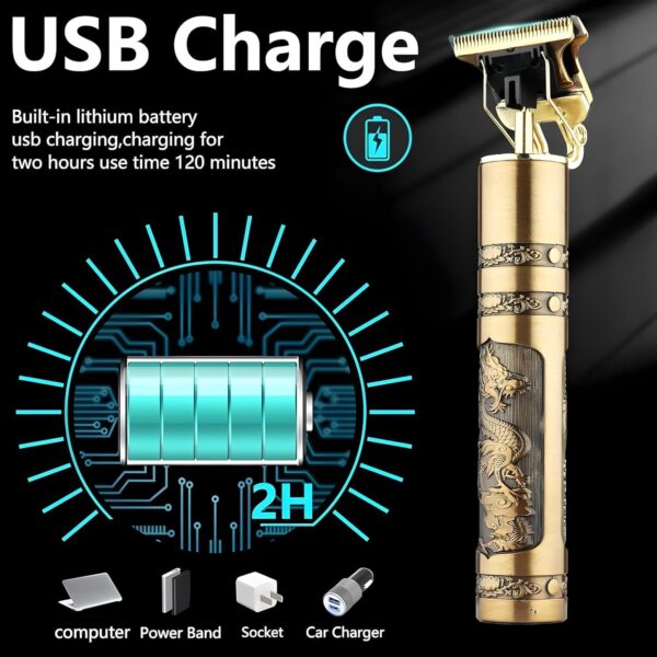trimmer Men, Beard Trimmer for Men, Professional Hair Clipper, Cordless Electric Shaver for Beard, Hair, Mustache, and Face, Zero Gapped T-Blade... - Image 8