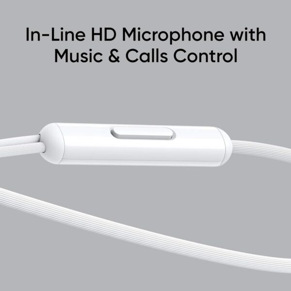 realme Buds Classic Wired in Ear Earphones with Mic (White) - Image 4
