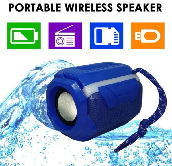 Bluetooth Speakers 5W Bluetooth Deep Bass Speaker with Upto 6 Hours Playback Blutooth v5.0 & IPX5 with Light Function (Blue) - Image 2