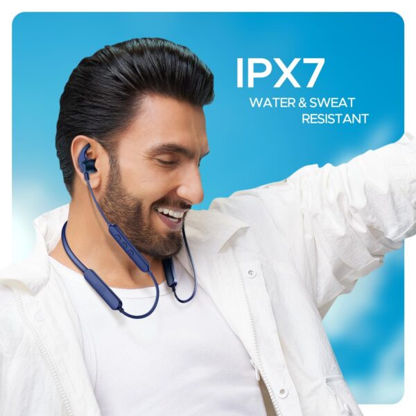 Rockerz 255 Pro+, 60HRS Battery, Fast Charge, IPX7, Dual Pairing, Low Latency, Magnetic Earbuds, Bluetooth Neckband, Wireless with Mic Earphones (Navy Blue) - Image 3