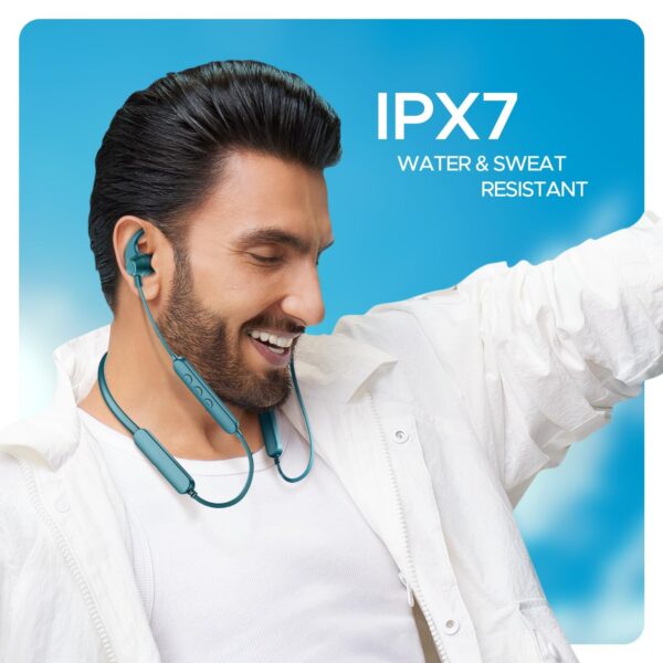Rockerz 255 Pro+, 60HRS Battery, Fast Charge, IPX7, Dual Pairing, Low Latency, Magnetic Earbuds, Bluetooth Neckband, Wireless with Mic Earphones (Teal Green) - Image 3