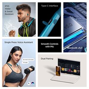 Rockerz 335 Bluetooth Wireless in Ear Earphones with Qualcomm Aptx & CVC, Upto 30 Hours Playback, ASAP Charge, Signature Sound, Ipx5 and Btv5.0 with Mic (Blue Ocean)