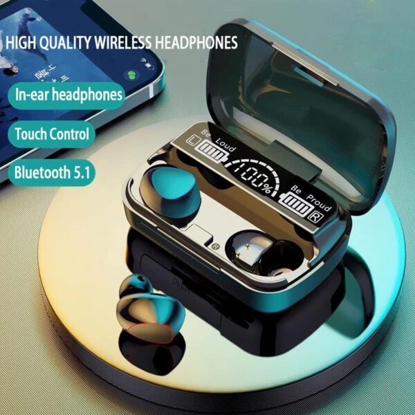 M10 Wireless Earbuds Bluetooth 5.1 TWS Earphones Full Touch Control Headphones Built-in Microphone Immersive Sound Quality Ensure Fast Stable & Auto Connection Smart LED Headset Sports Bud - Image 4
