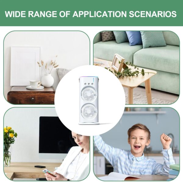 Portable Mist Fan - Double Sided Cooling Mister Fan, Personal Air Cooler with LED Light, Portable Conditioner for Bedroom, Home, Travel, Outdoor Room 16x8.9x37.3cm/6.3x3.5x14.69inch - Image 6