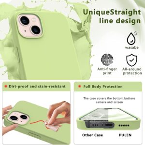 Store for Apple Iphone 13 Liquid Silicone Case Designed Case,slim Gel Rubber Full Body Protection Shockproof Drop Protection Case (for Apple Iphone 13 01,LIGHT GREEN )