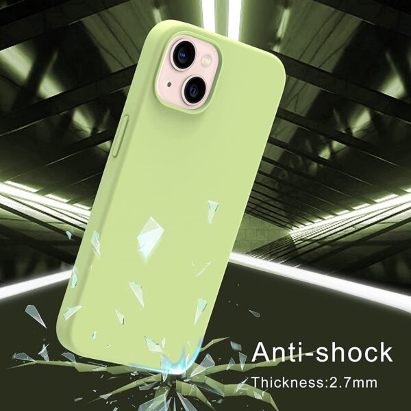 Store for Apple Iphone 13 Liquid Silicone Case Designed Case,slim Gel Rubber Full Body Protection Shockproof Drop Protection Case (for Apple Iphone 13 01,LIGHT GREEN ) - Image 6