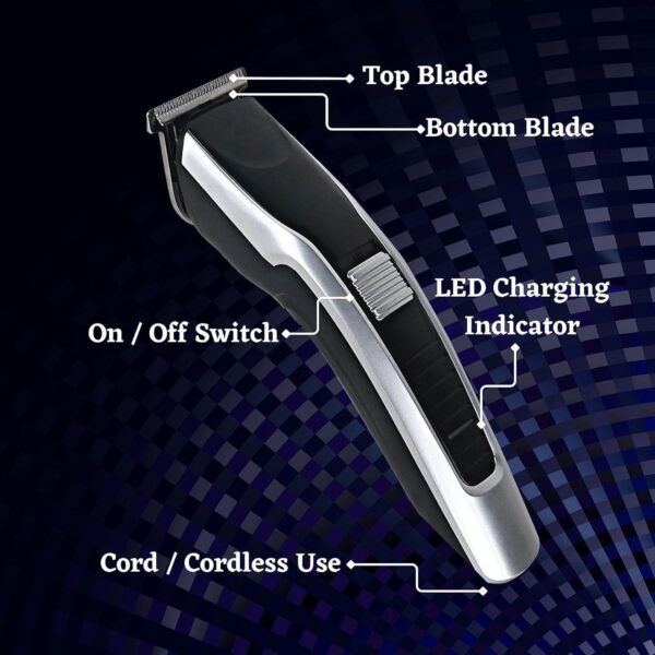 THE DIFFERENCE HTC AT-538 Rechargeable Hair Beard Trimmer for Men Trendy Styler HTC Trimmer Stainless Steel Sharp Blade Beard Shaver (Black) - Image 6