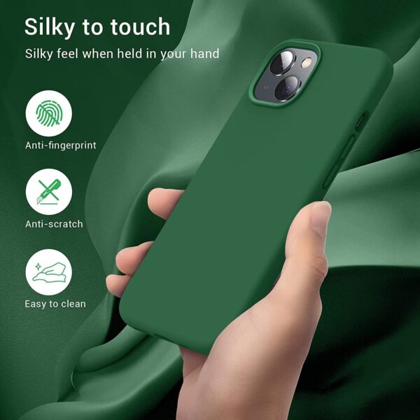 Store for Apple Iphone 13 Liquid Silicone Case Designed Case,slim Gel Rubber Full Body Protection Shockproof Drop Protection Case (for Apple Iphone 13 01, GREEN) - Image 3