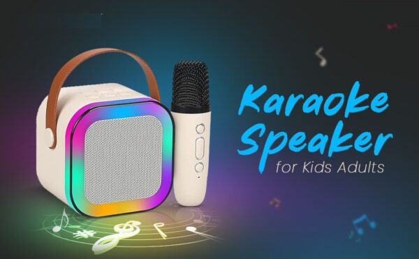 Mini Karaoke Machine for Kids Adults, UZSOMX Portable Bluetooth Speakers and 2 Wireless Microphones Song Toys with LED Light, Chritmas Birthday Toys Gifts for Girls Boys Toddler Teens - Image 3