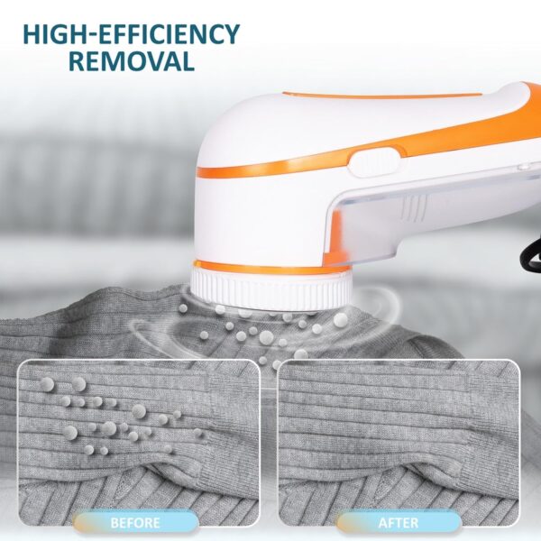 Electric Lint Remover | 1 Year Warranty| with 3 Leaf Blade, 9500 RPM Turbo Motor, Honeycomb Mesh, Safety Cover, lint Remover for Clothes White and Orange - Image 8