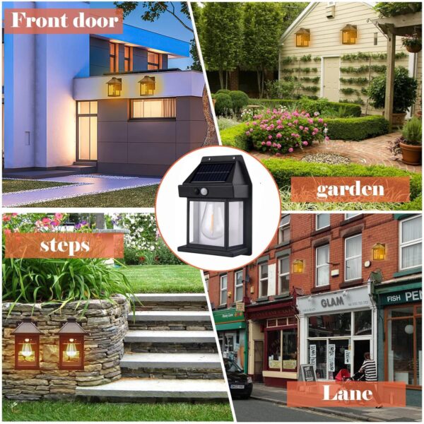 Solar Wall Lights Outdoor Motion Sensor Auto Chargeable Exterior LED Sconce Front Porch Security Lamps waterproof for Patio Garden (Pack of 1, Warm Yellow) - Image 4