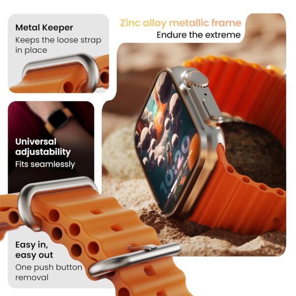 Crown Smart Watch 1.95'' Display, Bluetooth Calling, Working Crown, Zinc Alloy Frame, 900 Nits Brightness, AI Voice Assistant, SpO2 Monitoring, 100+ Sports Mode (Orange) - Image 9